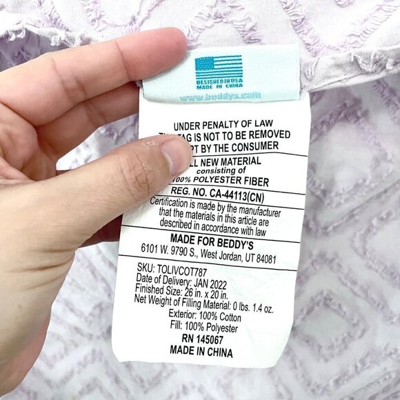 Beddy’s Olivia Luxe Textured Diamond Sham in Purple Standard - Picture 5 of 6